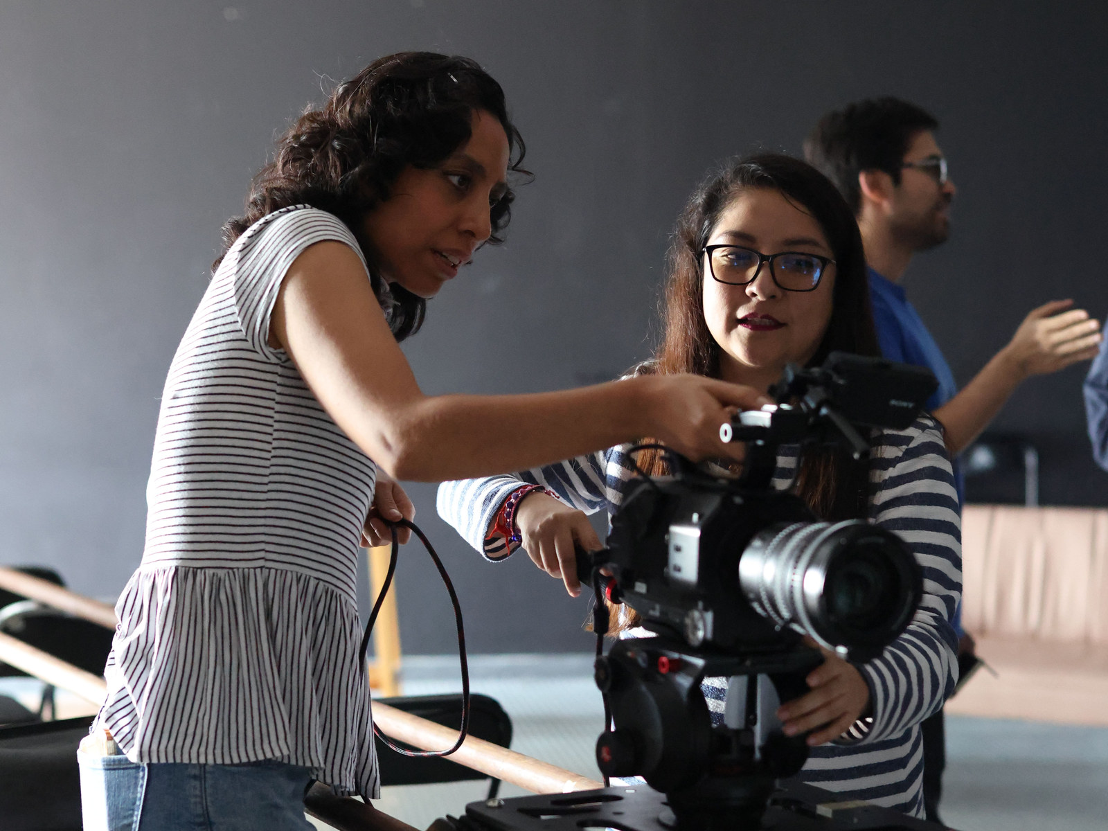 Camera and crew at a media training session